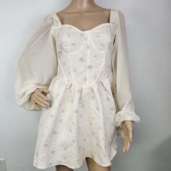 Cider Dresses & Skirts - Cider Dress Babydoll Floral Sz S Coquette Milkmaid Flowy Dainty Fairy Corset